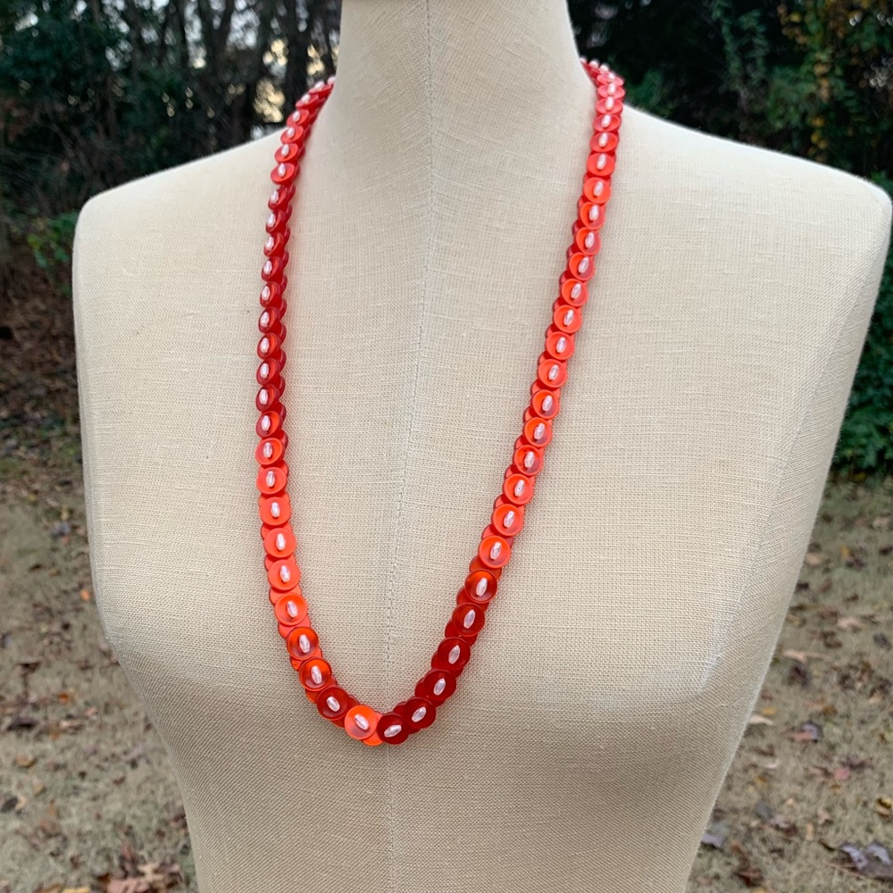 Vintage Button & Faux Pearl Beaded Necklace Strand - Picture 2 of 7